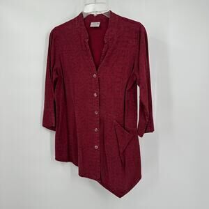 Click Womens Size S Tunic Top Burgundy Asymmetrical Vintage Artsy Lagelook Boho